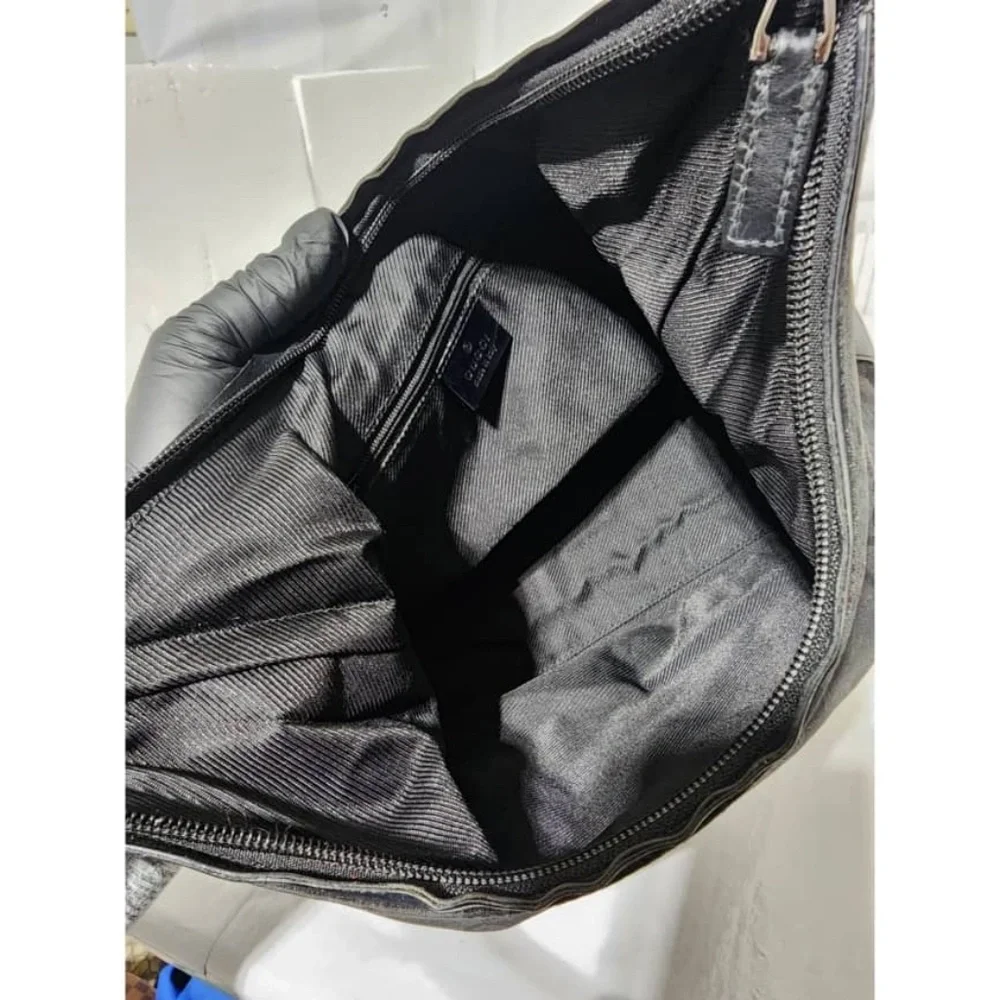 Authentic Gucci Vintage GG Nylon Hobo Shoulder Bag Black